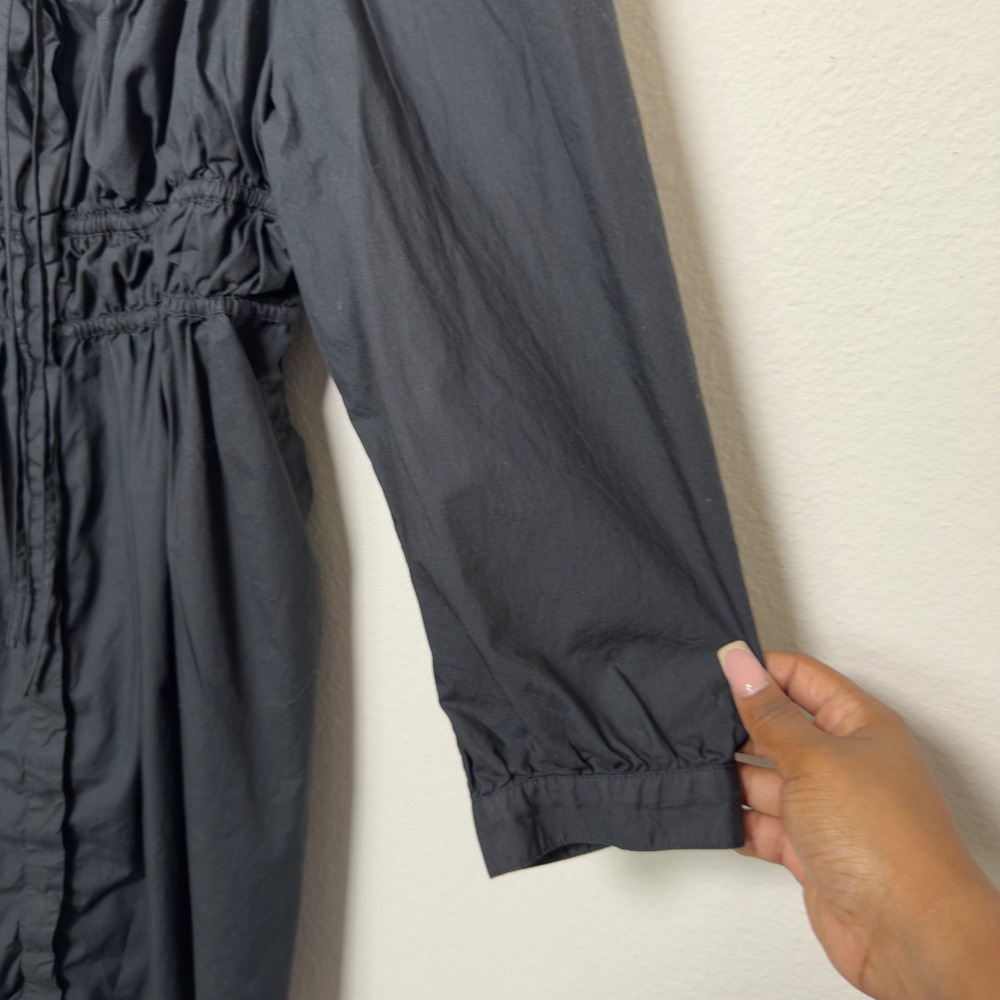 J. Crew Women Milkmaid Whimsigoth Dress 14 Black Poplin Cinched Waist‎ Mini - Picture 7 of 13